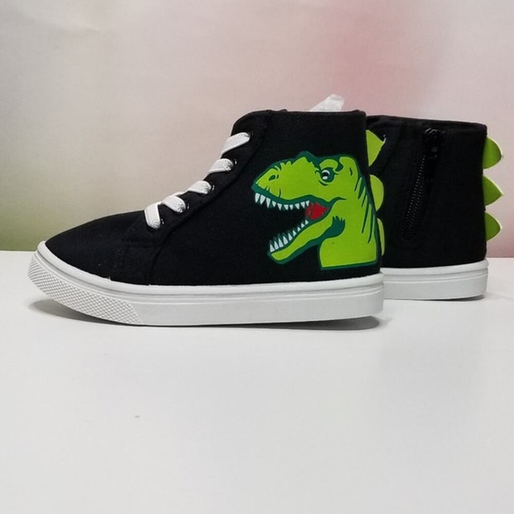 Toddler 3D dinosaur Easy On Hi Tops Size 8 Black NEW